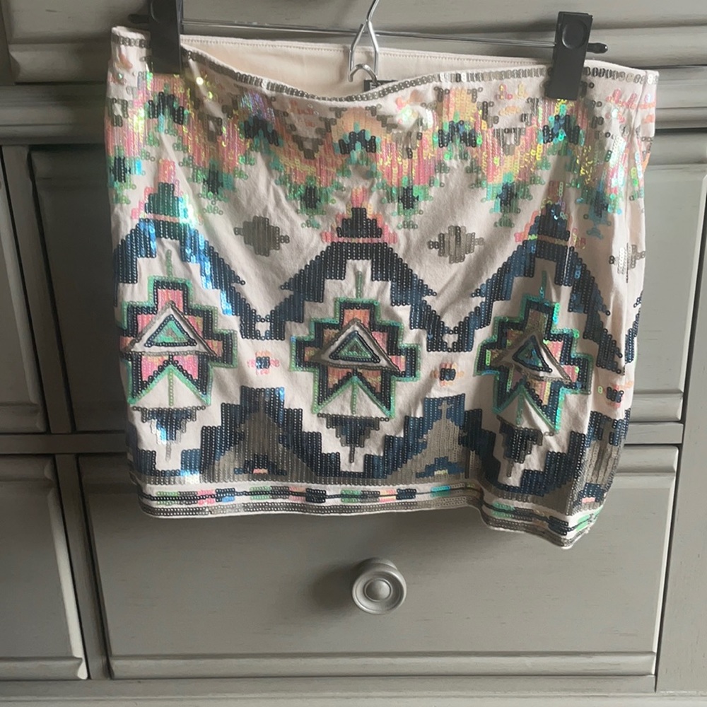 Express sequin pattern mini skirt size small